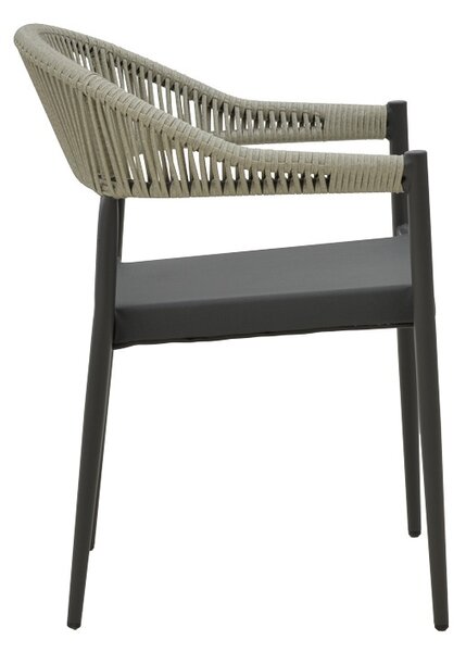 Fotoliu de exterior, Model Elation, culoare antracit, aluminiu si poliratan, 56x62x77 cm