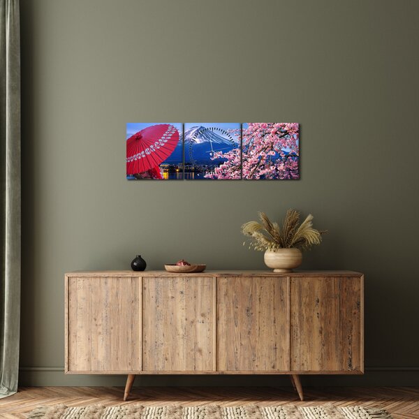 Tablou - cu privire la munte - Japonia (cu ceas) (90x30 cm)