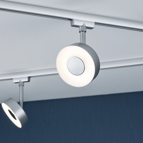 Paulmann URail Circle spot dim 3 trepte 3000K crom, reglabil, Gri, Camera de zi / sufragerie, Metal, Modern