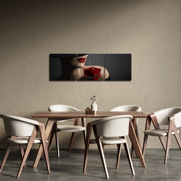 Tablou - Femeia cu flori (cu ceas) (90x30 cm)