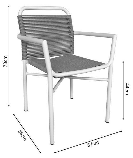 Fotoliu de exterior, Model Clutch, culoare alb si bej, aluminiu si poliratan, 55x56x80 cm