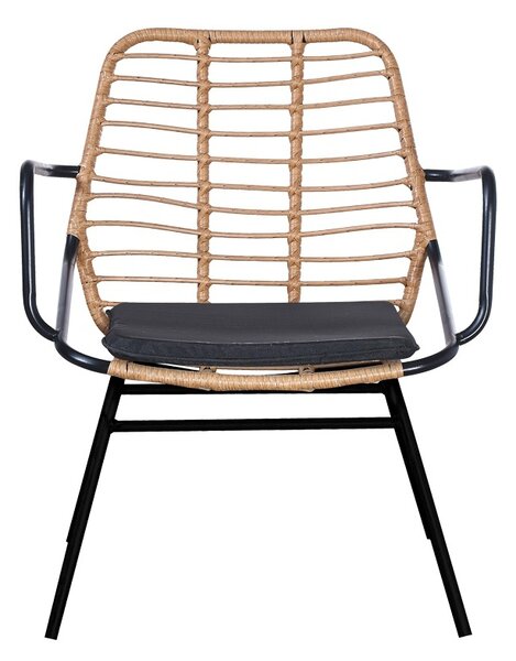 Fotoliu de exterior, Model Naoki, culoare negru, metal si poliratan, 58x63x81 cm