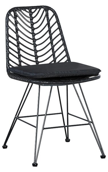 Scaun de exterior , Model Naoki, culoare negru, metal, 44x58x82 cm