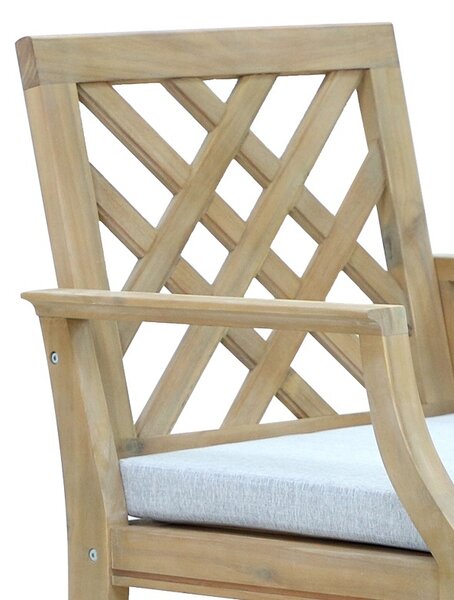 Scaun de bar pentru exterior, Model Amalfi, culoare bej si natural, lemn masiv de salcam, 59x63.5x104.9 cm