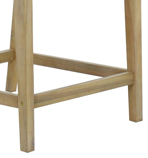 Scaun de bar pentru exterior, Model Amalfi, culoare bej si natural, lemn masiv de salcam, 59x63.5x104.9 cm