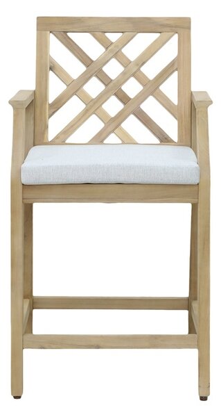 Scaun de bar pentru exterior, Model Amalfi, culoare bej si natural, lemn masiv de salcam, 59x63.5x104.9 cm