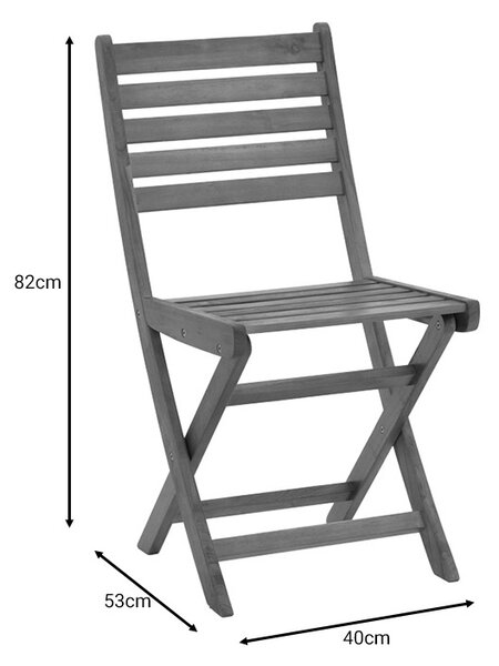 Scaun de exterior, Model Fatel, culoare natural, lemn masiv de salcam, 40x53x82 cm