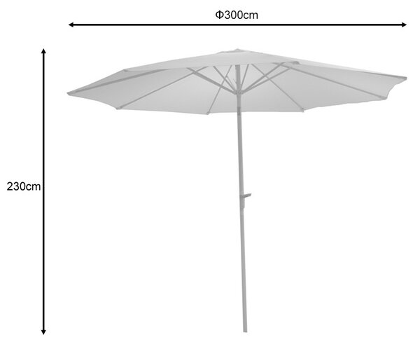 Umbrela de gradina, Model Frow, culoare alb si bej, aluminiu si textil, D300 cm
