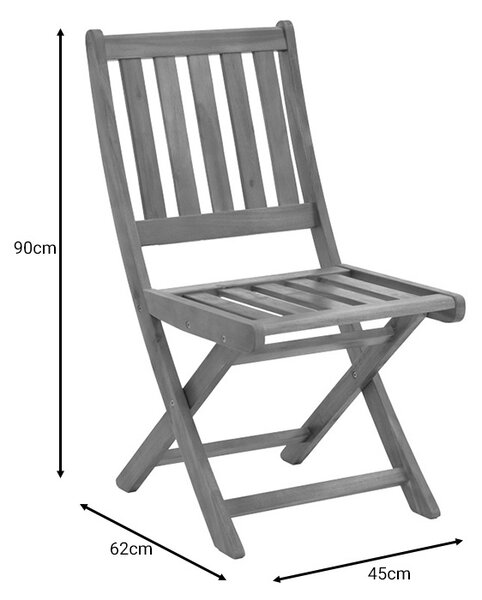 Scaun de exterior, Model Elijie, culoare natural, lemn masiv de salcam, 45x62x90 cm
