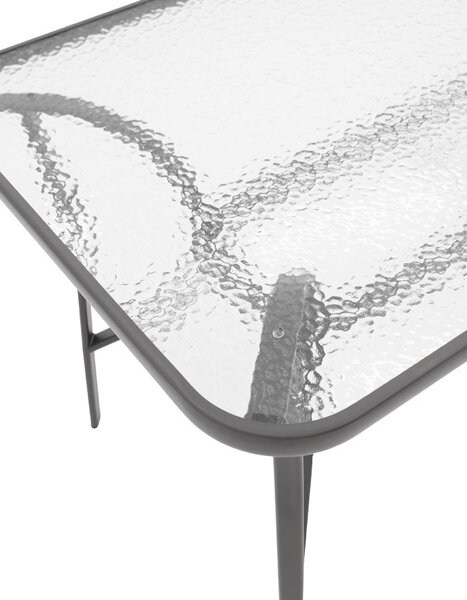 Masă grădină, Pako World, model Ensure, Metal si Sticla Securizata, Antracit, 120 x 70 x 70 cm