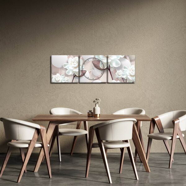 Tablou - Flori de trandafir (cu ceas) (90x30 cm)