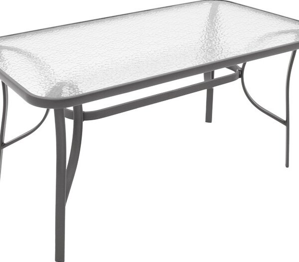 Masă grădină, Pako World, model Ensure, Metal si Sticla Securizata, Antracit, 120 x 70 x 70 cm