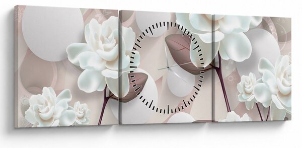Tablou - Flori de trandafir (cu ceas) (90x30 cm)