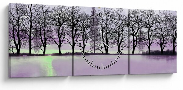 Tablou - Barcă pe lac (cu ceas) (90x30 cm)