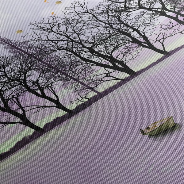Tablou - Barcă pe lac (cu ceas) (90x30 cm)