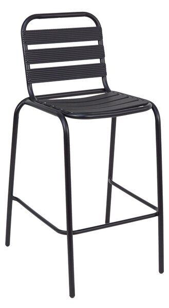 Scaun de bar pentru exterior, Model Sussie, culoare negru, metal si aluminiu, 58x58x111 cm