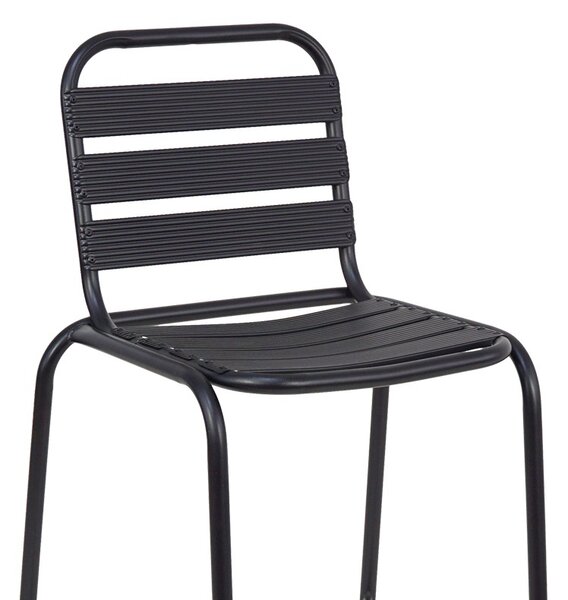 Scaun de bar pentru exterior, Model Sussie, culoare negru, metal si aluminiu, 58x58x111 cm