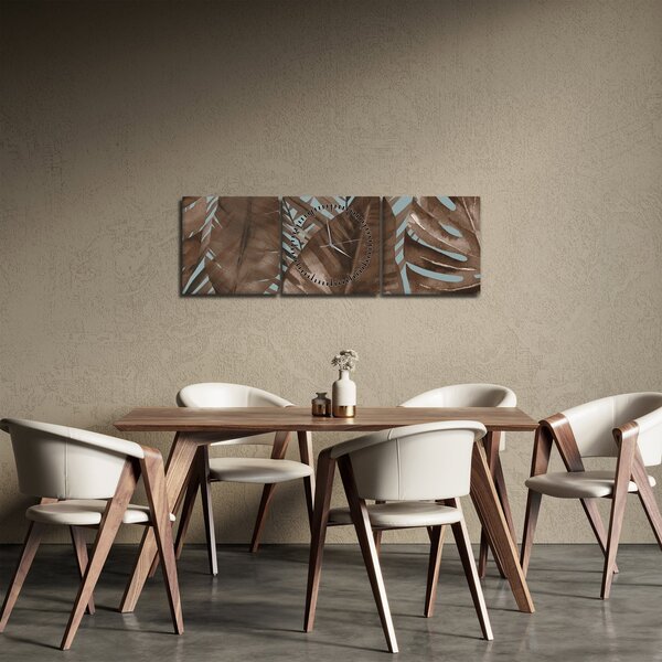 Tablou - Frunze de palmier acvarel (cu ceas) (90x30 cm)