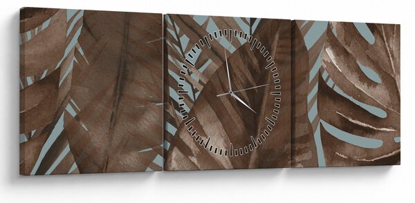 Tablou - Frunze de palmier acvarel (cu ceas) (90x30 cm)