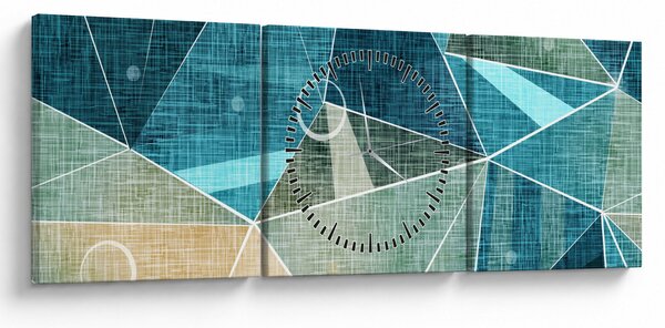 Tablou - Abstract turcoaz (cu ceas) (90x30 cm)