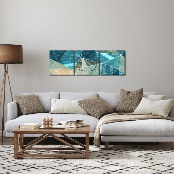 Tablou - Abstract turcoaz (cu ceas) (90x30 cm)