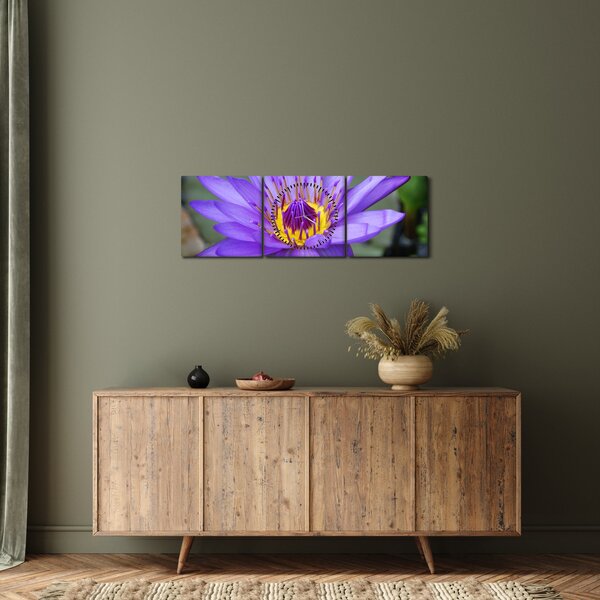 Tablou - Floare violet (cu ceas) (90x30 cm)