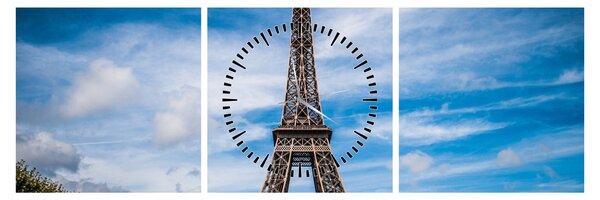 Tablou - Turnul Eiffel (cu ceas) (90x30 cm)