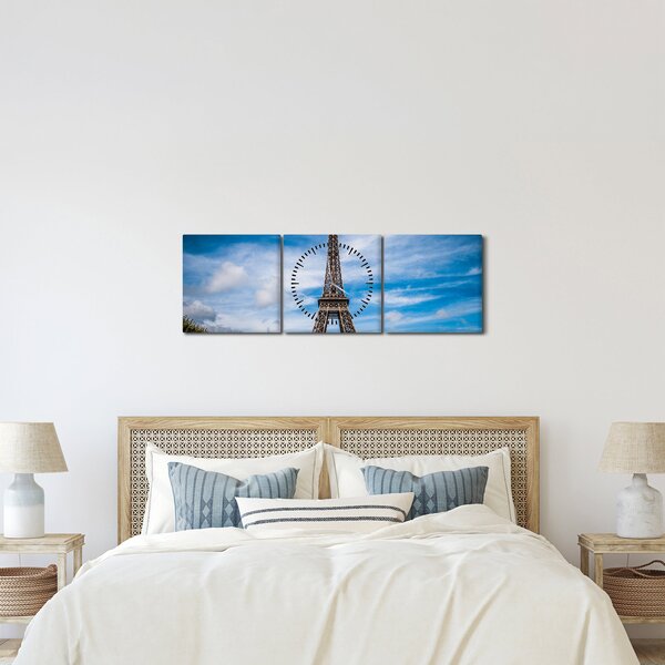 Tablou - Turnul Eiffel (cu ceas) (90x30 cm)