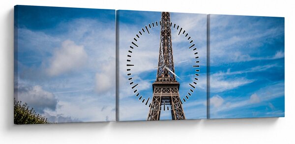 Tablou - Turnul Eiffel (cu ceas) (90x30 cm)