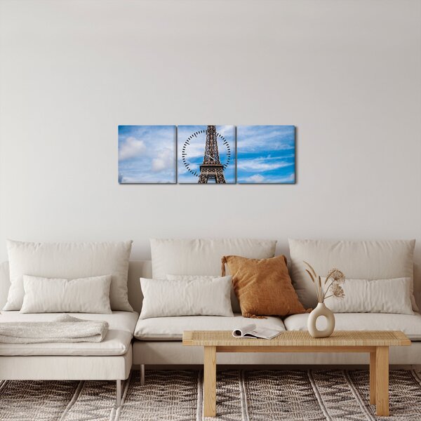 Tablou - Turnul Eiffel (cu ceas) (90x30 cm)