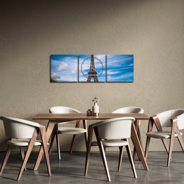 Tablou - Turnul Eiffel (cu ceas) (90x30 cm)
