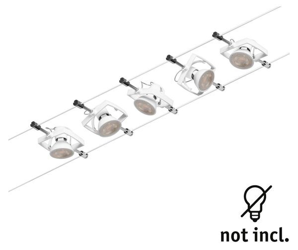 Paulmann Sistem de cabluri Wire Mac II, 5 becuri, m alb, Alb, Hol, Metal, Modern