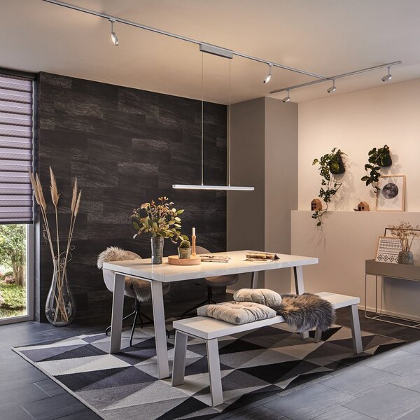 Paulmann URail Lento pendul LED ZigBee CCT crom, reglabil, Gri, Camera de zi / sufragerie, Metal, Modern, Suspensie cu flacără unică