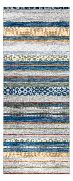 ANDRE 35950 covor lavabil Linii, geometric anti-alunecare - albastru / galben