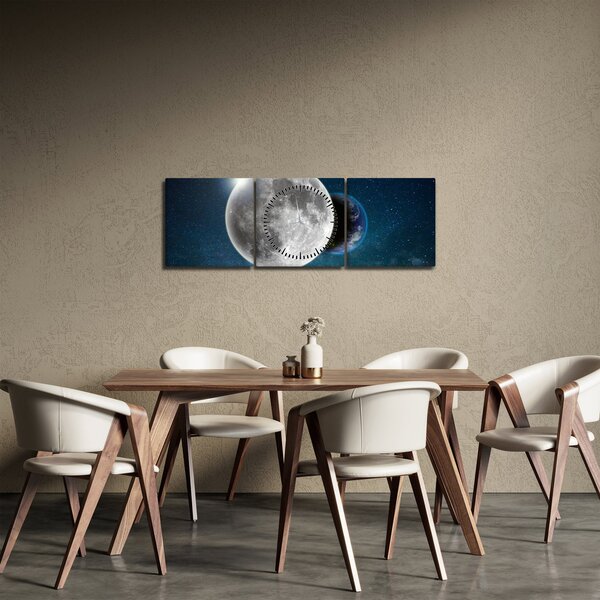 Tablou - Pământul în eclipsa de lună (cu ceas) (90x30 cm)