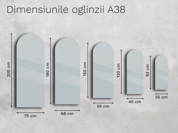 Oglindă atipică cu iluminare A38 35×93