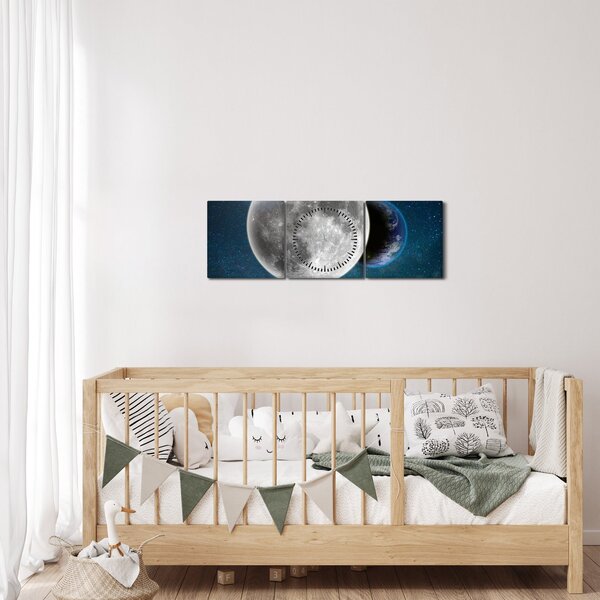 Tablou - Pământul în eclipsa de lună (cu ceas) (90x30 cm)