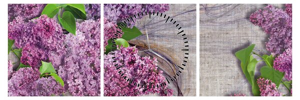 Tablou - Flori de liliac (cu ceas) (90x30 cm)