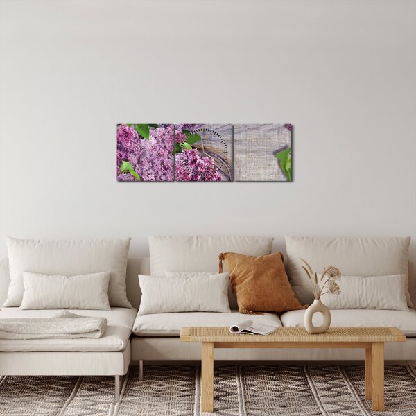 Tablou - Flori de liliac (cu ceas) (90x30 cm)