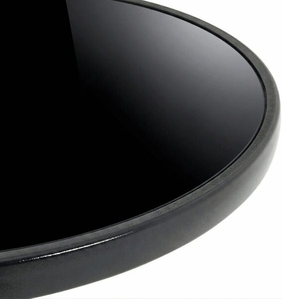 Masa rotunda de gradina cu blat de sticla ISLAND BLACK 60 cm, negru