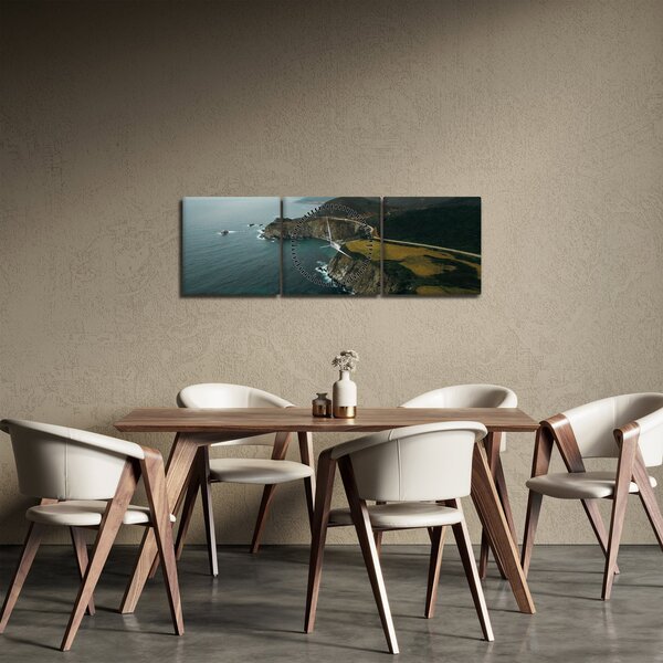 Tablou - Stânci în ocean (cu ceas) (90x30 cm)