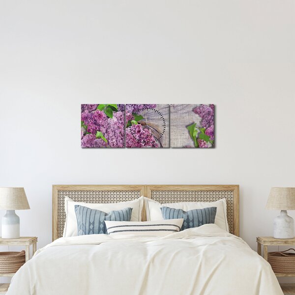 Tablou - Flori de liliac (cu ceas) (90x30 cm)