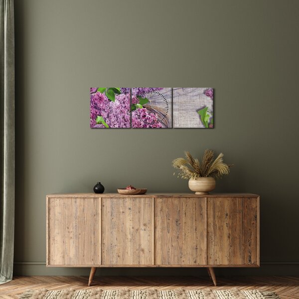 Tablou - Flori de liliac (cu ceas) (90x30 cm)