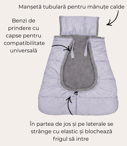 Husa iarna carucior cu prindere universala Kidizi grey