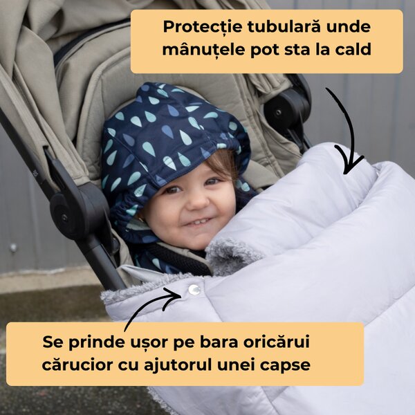 Husa iarna carucior cu prindere universala Kidizi grey