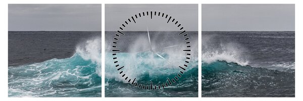 Tablou - Valuri pe ocean (cu ceas) (90x30 cm)