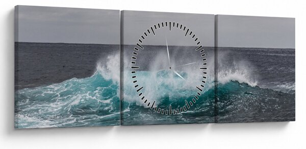 Tablou - Valuri pe ocean (cu ceas) (90x30 cm)