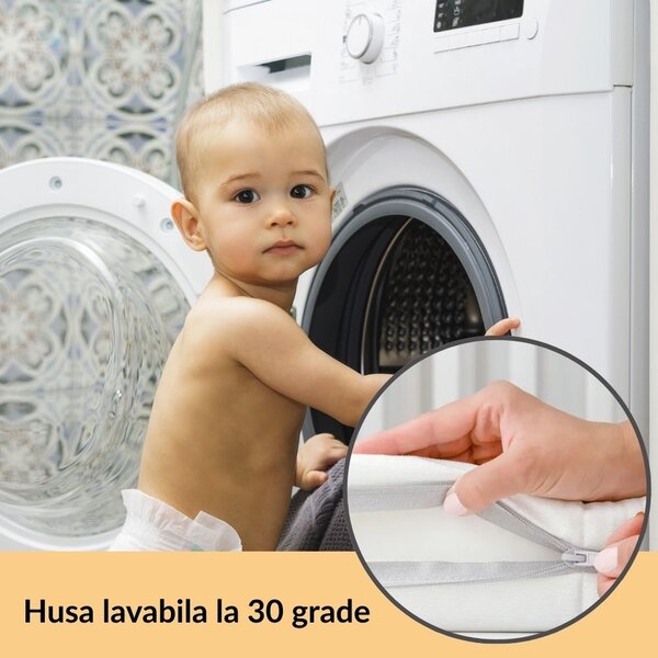 Saltea patut bebe antialergica cu ventilatie Kidizi Air 120x60x10 cm, husa detasabila si lavabila, 0-3 ani