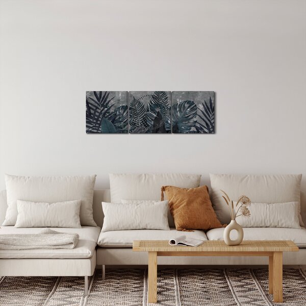 Tablou - Frunze de palmier (cu ceas) (90x30 cm)