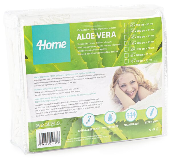 Protecție impermeabilă pentru saltea 4Home Aloe Vera cu bordură, 180 x 200 cm